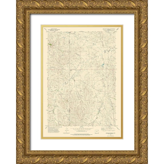 USGS 24x32 Gold Ornate Wood Framed with Double Matting Museum Art Print Titled - Brislawn School Wyoming Quad - USGS 1972