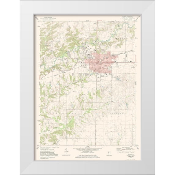 USGS 24x32 White Modern Wood Framed Museum Art Print Titled - Macomb Illinois Quad - USGS 1974
