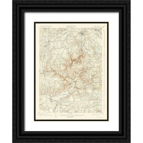 USGS 25x32 Black Ornate Wood Framed with Double Matting Museum Art Print Titled - Boonville New York Quad - USGS 1904