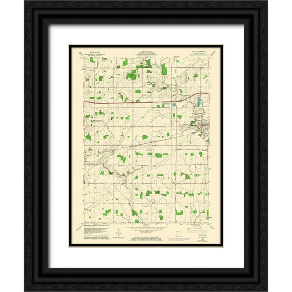 USGS 25x32 Black Ornate Wood Framed with Double Matting Museum Art Print Titled - Delta Ohio Quad - USGS 1960