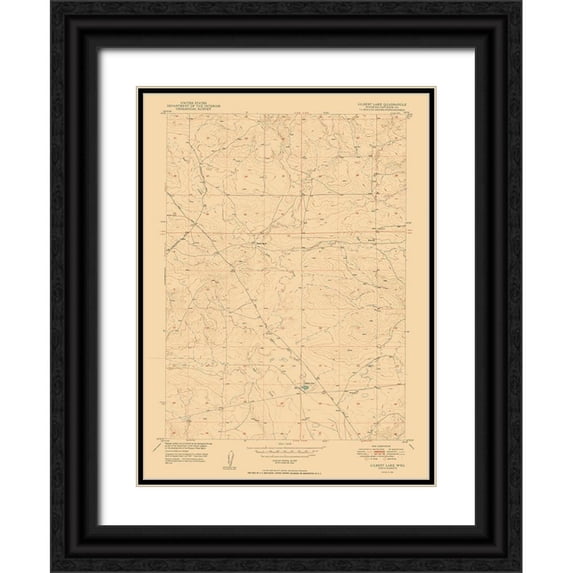USGS 25x32 Black Ornate Wood Framed with Double Matting Museum Art Print Titled - Gilbert Lake Wyoming Quad - USGS 1950