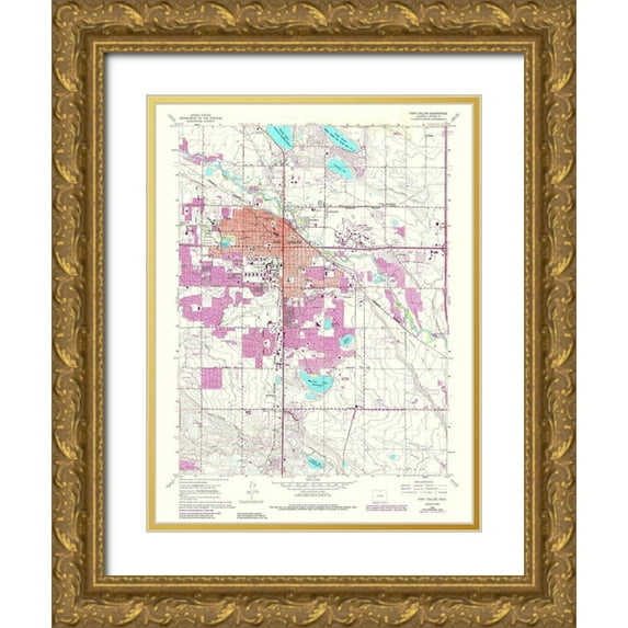 USGS 25x32 Gold Ornate Wood Framed with Double Matting Museum Art Print Titled - Ft Collins Colorado Quad - USGS 1984