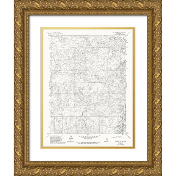 USGS 25x32 Gold Ornate Wood Framed with Double Matting Museum Art Print Titled - North East Big Pack Mountain Utah Quad - USGS 1968