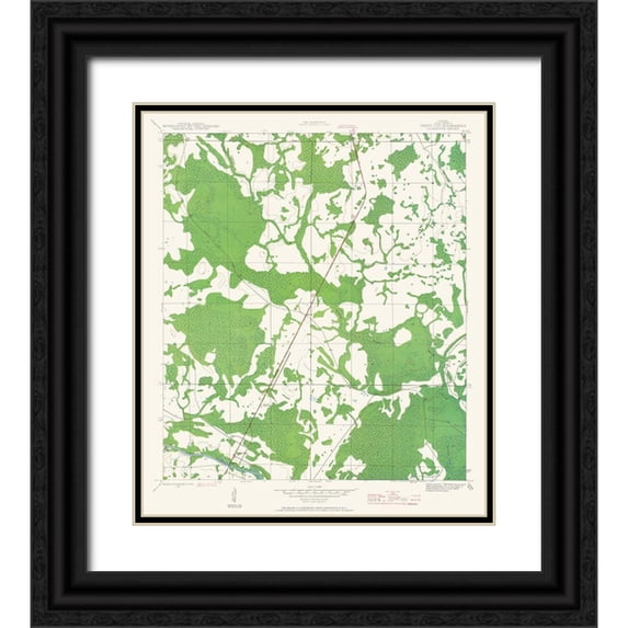 USGS 26x30 Black Ornate Wood Framed with Double Matting Museum Art Print Titled - White City Florida Quad- USGS 1943