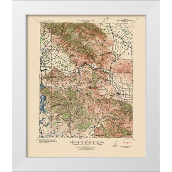 USGS 26x30 White Modern Wood Framed Museum Art Print Titled - San Juan Bautista California Quad - USGS 1940