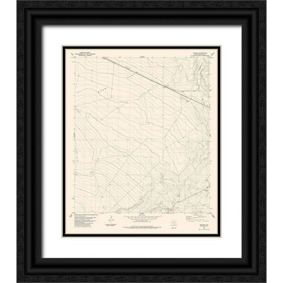 USGS 26x31 Black Ornate Wood Framed with Double Matting Museum Art Print Titled - Aragon Texas Quad - USGS 1983