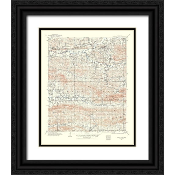 USGS 26x31 Black Ornate Wood Framed with Double Matting Museum Art Print Titled - Winding Stair Oklahoma Quad - USGS 1960