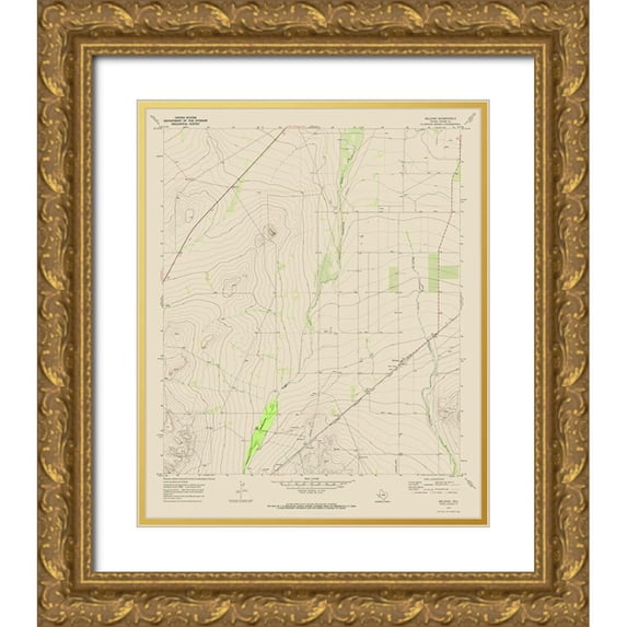 USGS 26x31 Gold Ornate Wood Framed with Double Matting Museum Art Print Titled - Belding Texas Quad - USGS 1970
