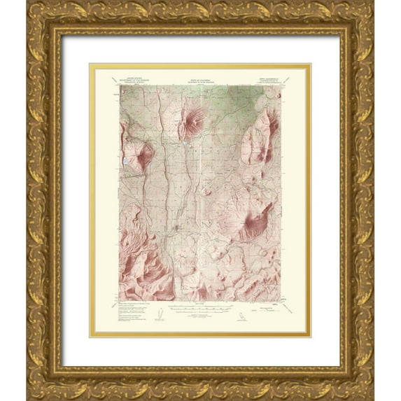 USGS 26x31 Gold Ornate Wood Framed with Double Matting Museum Art Print Titled - Bray California Quad - USGS 1963