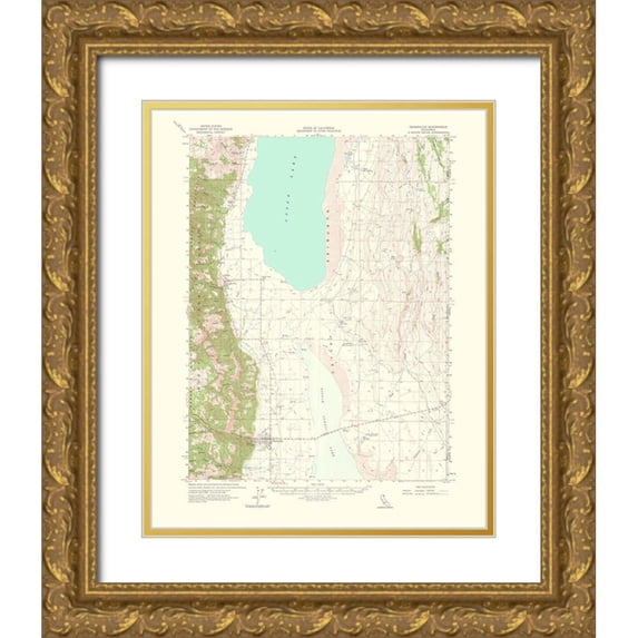USGS 26x31 Gold Ornate Wood Framed with Double Matting Museum Art Print Titled - Cedarville California Quad - USGS 1964