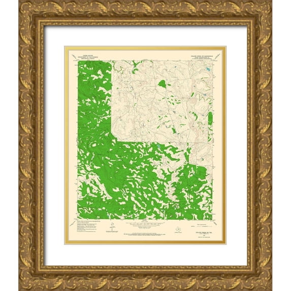 USGS 26x31 Gold Ornate Wood Framed with Double Matting Museum Art Print Titled - Collins Creek SW Texas Quad - USGS 1965