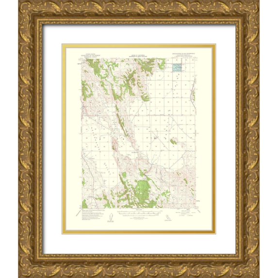 USGS 26x31 Gold Ornate Wood Framed with Double Matting Museum Art Print Titled - Grasshopper Valley California Quad - USGS 1963