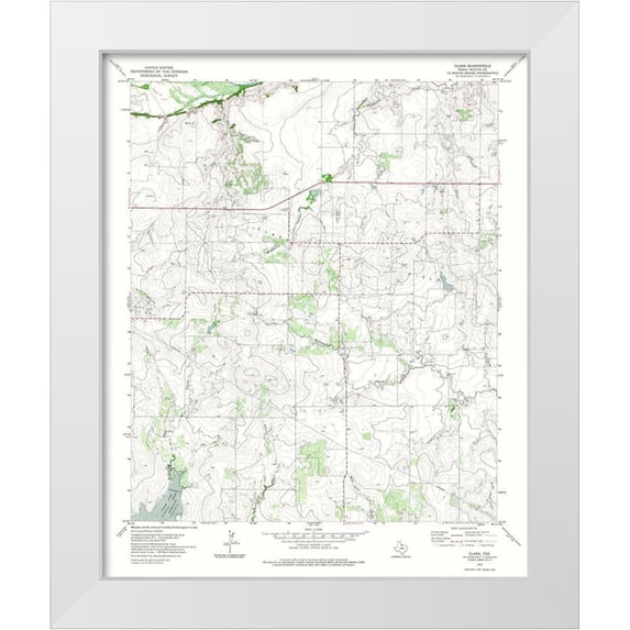 USGS 26x31 White Modern Wood Framed Museum Art Print Titled - Clara Texas Quad - USGS 1972