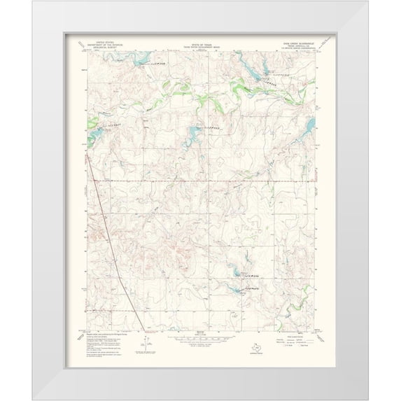 USGS 26x31 White Modern Wood Framed Museum Art Print Titled - Dads Creek Texas Quad - USGS 1969