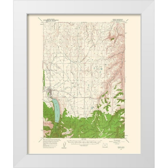 USGS 26x31 White Modern Wood Framed Museum Art Print Titled - Joseph Oregon Quad - USGS 1963