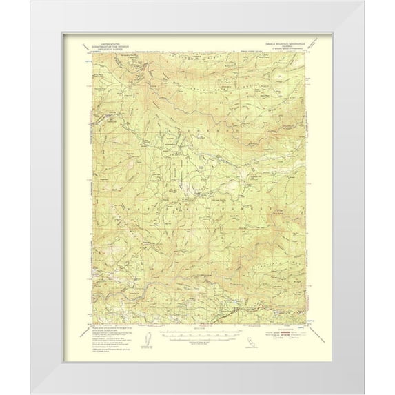 USGS 26x31 White Modern Wood Framed Museum Art Print Titled - Saddle Mountains California Quad - USGS 1956
