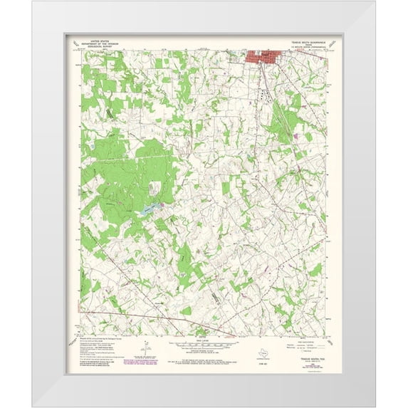 USGS 26x31 White Modern Wood Framed Museum Art Print Titled - Teague South Texas Quad - USGS 1966