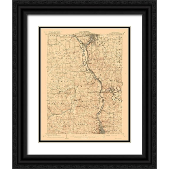 USGS 26x32 Black Ornate Wood Framed with Double Matting Museum Art Print Titled - New Castle Pennsylvania Quad - USGS 1904