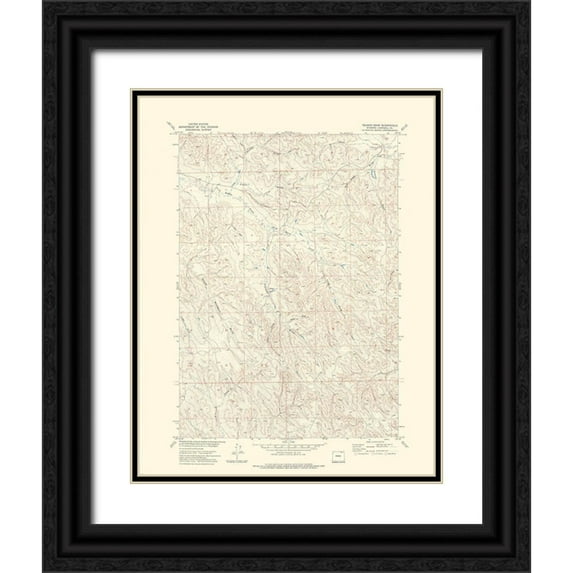 USGS 26x32 Black Ornate Wood Framed with Double Matting Museum Art Print Titled - Truman Draw Wyoming Quad - USGS 1971