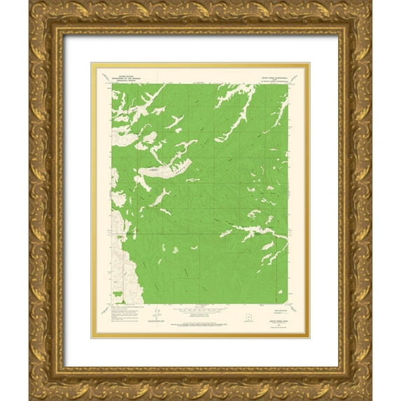 USGS 26x32 Gold Ornate Wood Framed with Double Matting Museum Art Print Titled - Death Ridge Utah Quad - USGS 1964
