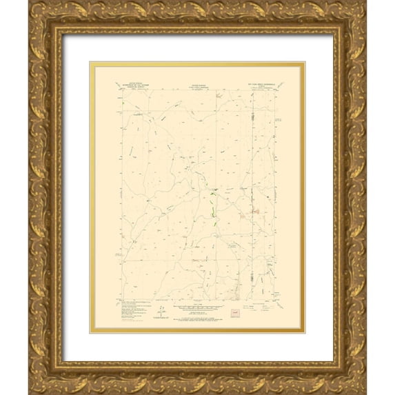 USGS 26x32 Gold Ornate Wood Framed with Double Matting Museum Art Print Titled - Dry Fork Ranch Wyoming Quad - USGS 1973