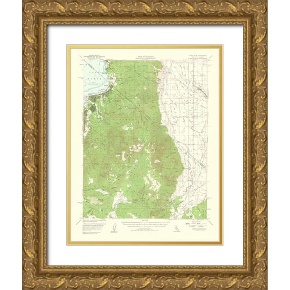 USGS 26x32 Gold Ornate Wood Framed with Double Matting Museum Art Print Titled - Freel Peak California Quad - USGS 1961