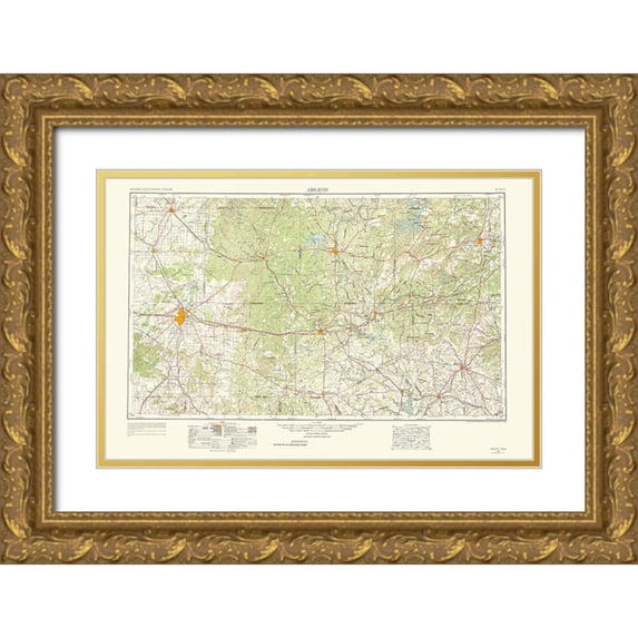 USGS 32x22 Gold Ornate Wood Framed with Double Matting Museum Art Print Titled - Abilene Texas Quad - USGS 1966
