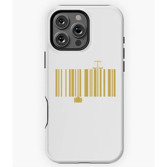 Law Barcode Art Scales and Gavel Phone Case for iPhone 16 15 14 13 12 11 Pro Max