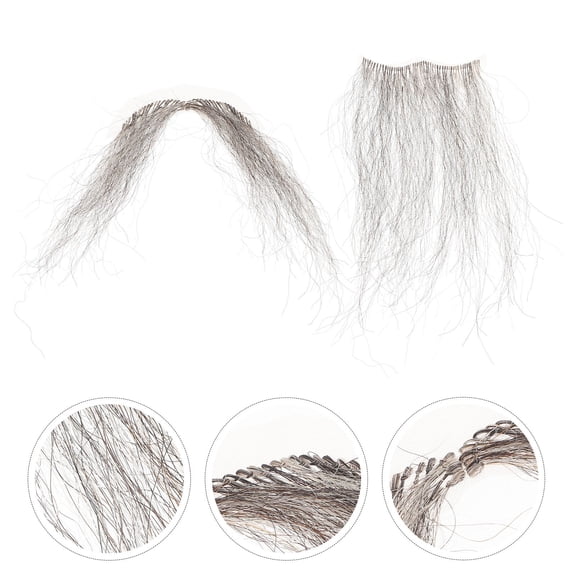 USHOBE 1 Set Beard Fake for Stage Realistic Style Yak Hair Grey for Cosplay