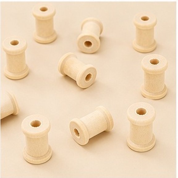 USHOBE 100Pcs Paintable Wooden Spools Bulk Natural Wood for Macrame Cord and Ribbon Crafting