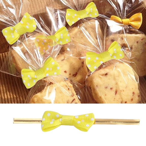 USHOBE 100Pcs Sealing Ties Ribbon Yellow for Baking and Present Wrapping with Flexible Design
