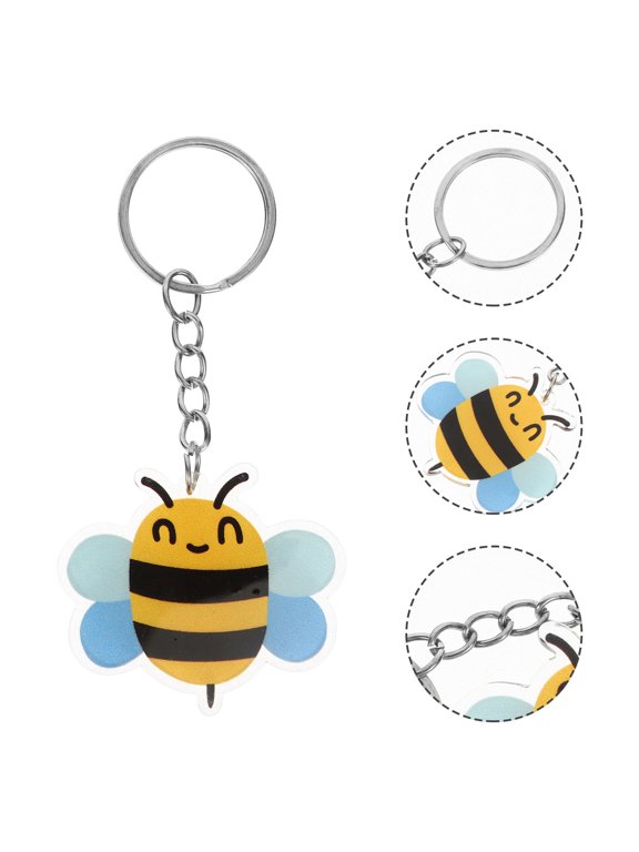 Creative Bee Keyring Multi Color Acrylic Metal Hanging Decoration 10Pcs