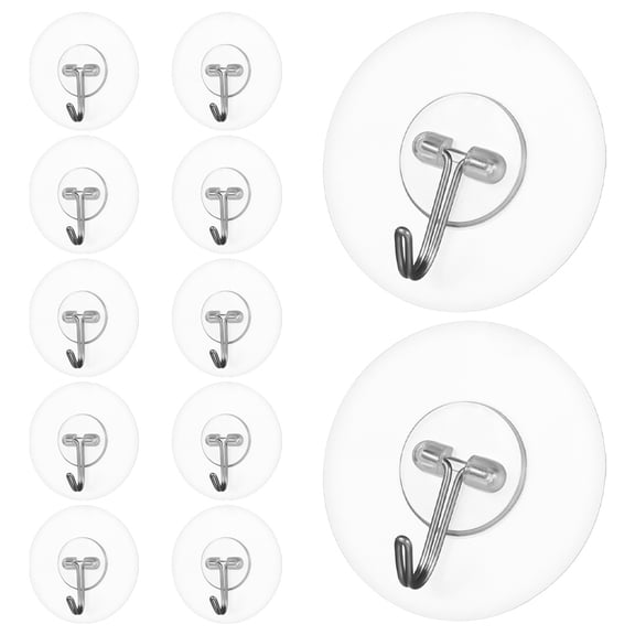 USHOBE 10-Pack Transparent Round Self-Adhesive Wall Hooks for Home Decor, Easy Mounting, and Strong Hold