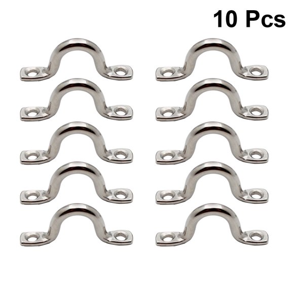 USHOBE 10Pcs Durable Stainless Steel Plate Staple Ring Boat Handles for Marine Kayak and Canoe Use