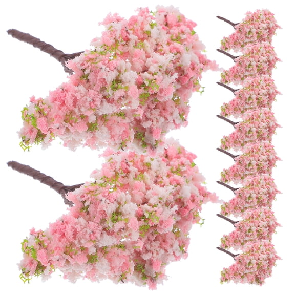 USHOBE 10Pcs Mini Trees for Diy Pink Artificial Cherry Blossom Trees with Lifelike and Realistic Design