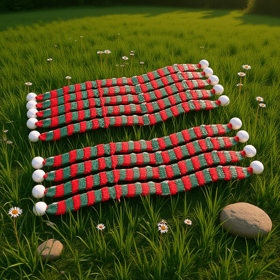 USHOBE 10Pcs Red Striped Knitted Scarves for Doll and Bottle Holiday Decoration