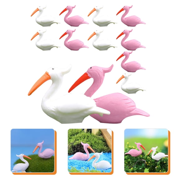USHOBE Mini Figurines Home Flamingo Ornaments Pink PVC 12Pcs