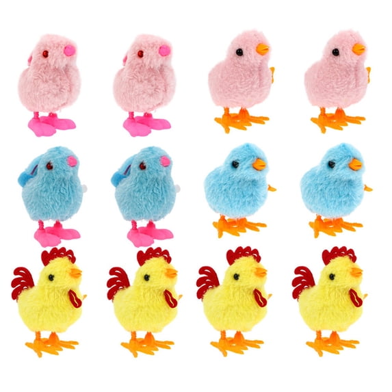 USHOBE 12Pcs Plush Doll Chick Shape Clockwork Movement For Children Easter Party