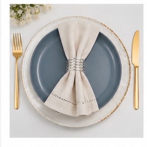 USHOBE 12Pcs Plated Silver Metal Napkin Rings Elegant Table Setting Party Supply