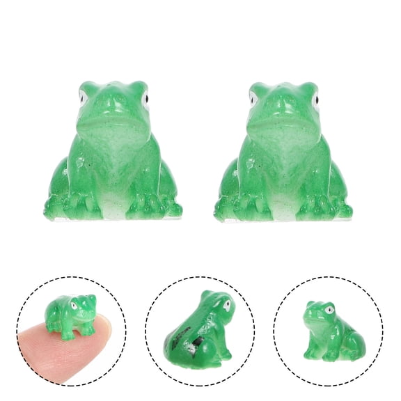 USHOBE 15Pcs Animal Figurine Ornament Miniature Resin Frogs Green Color