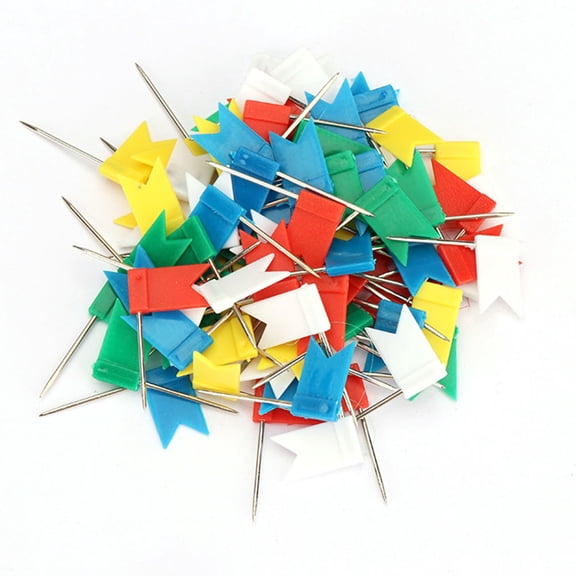 USHOBE 160Pcs Push Pins Tacks with Flag Shaped Head for Travel Map Bulletin Board and Cork Board