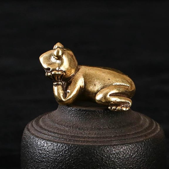 USHOBE 1Pack Brass Frog Statue Small Metal Statue for Desktop Decoration in Home