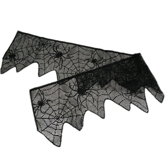 USHOBE 1Pack Cloth Spider Web Decoration Table Runner Black for Party Table Decor
