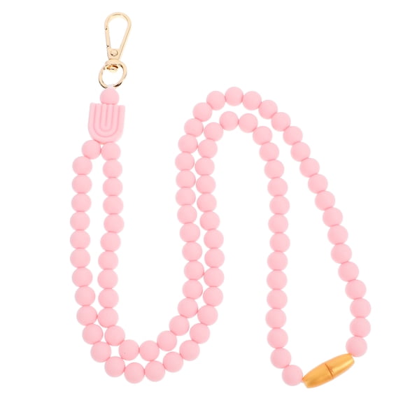 USHOBE Phone Lanyard Strap Charm Pink Beaded Mobile Phone Chain for Decor