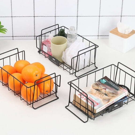 USHOBE Small Iron Storage Basket 1 Pack for Closet, Kitchen, Bathroom, Living Room - Organizer 30x16.5in