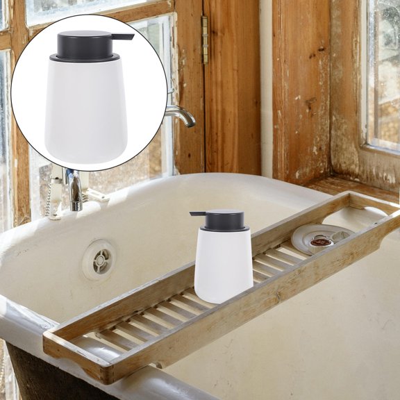 USHOBE 1Pc Durable Ceramic Shower Gel Bottle with Press Pump for Bathroom Travel White