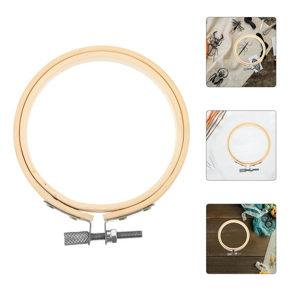 USHOBE 1Pc Embroidery Hoop Beige Circle for Embroidery Beginners Craft Support 3.15X3.15X0.3In
