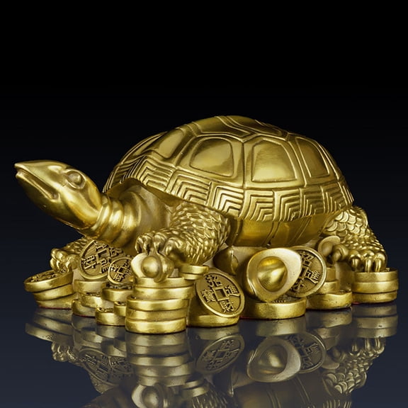 USHOBE 1Pc Golden Brass Tortoise Model Decorative Artware Shui Auspicious Ornament