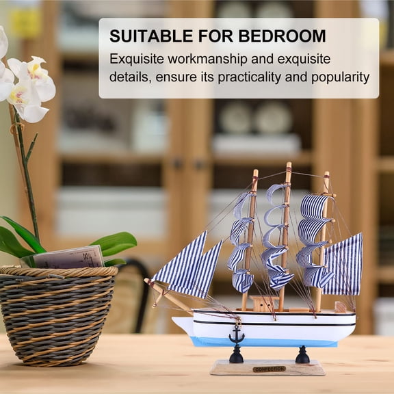 USHOBE 1Pcs Sailing Ship Model Wooden Vintage Nautical Decor for Home Decor and Office Decor 9.04X8.65X1.57in