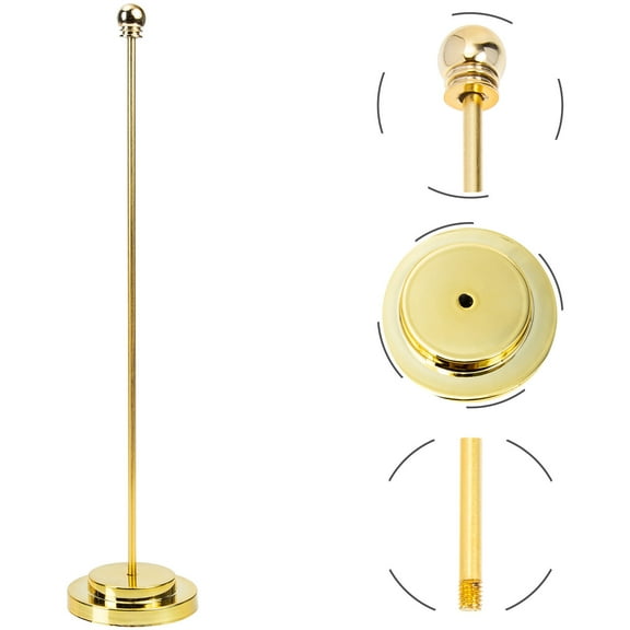 USHOBE Table Flag Stand Flagpole Golden Iron 1Set